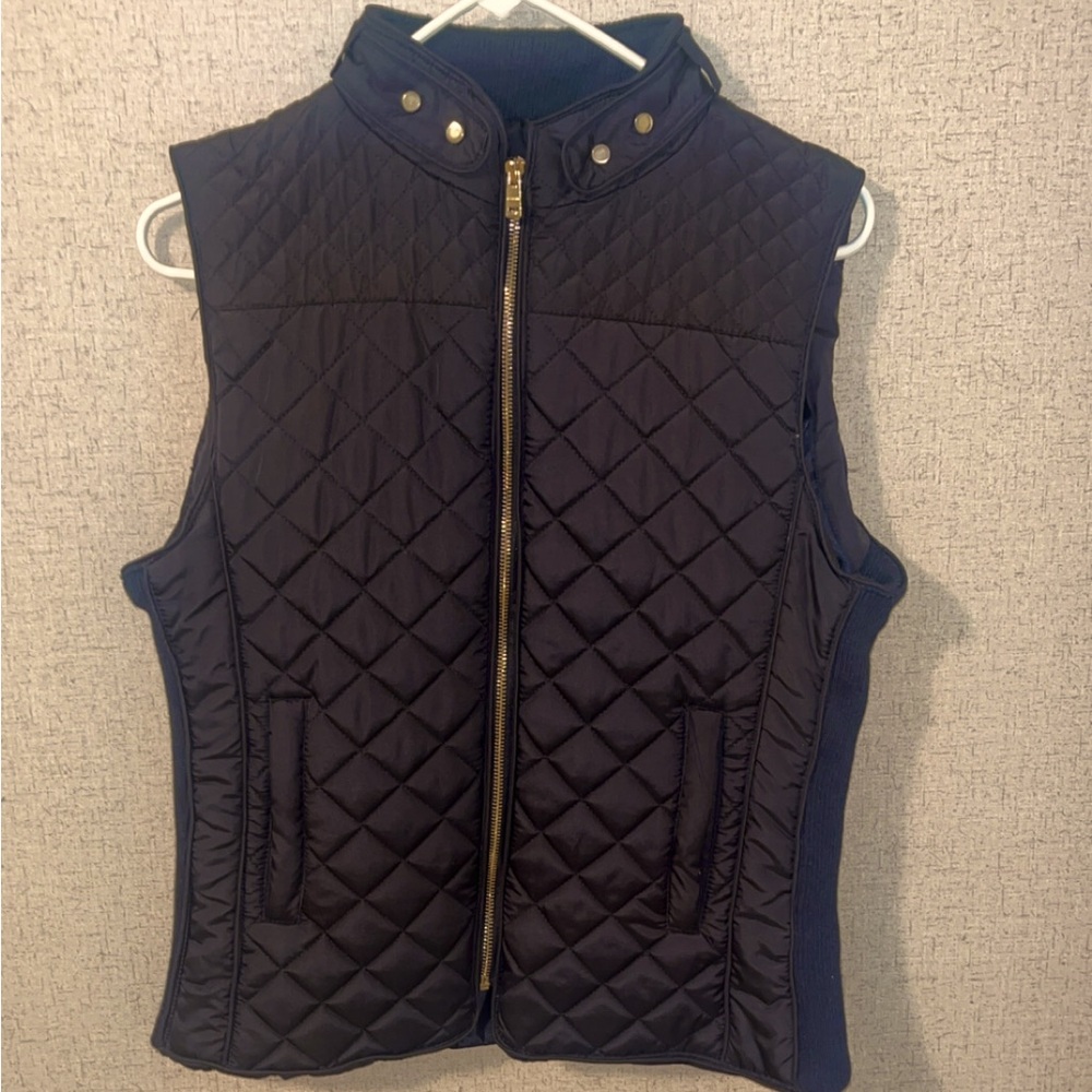 Black Quilted Vest with Gold Accents